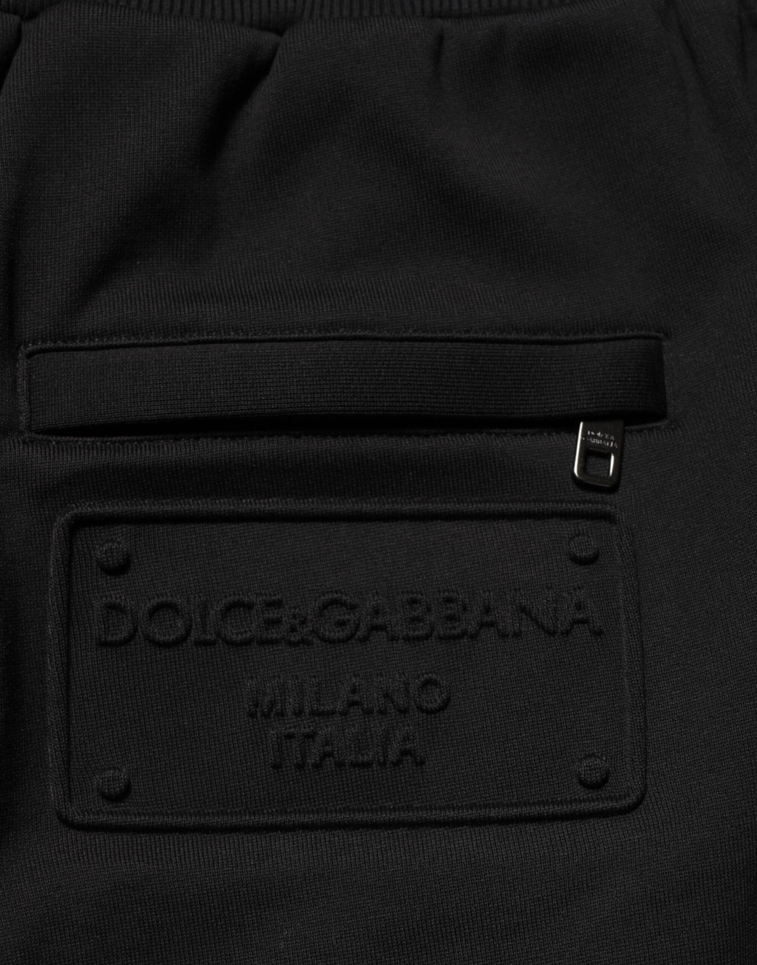 Dolce &amp; Gabbana Black Cotton Drawstring Logo Sweatpants Pants
