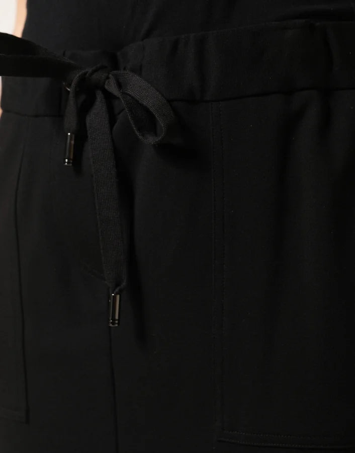 Dolce & Gabbana Black Cotton Drawstring Long Maxi Cargo Skirt