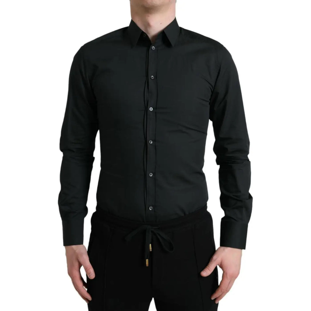 Dolce &amp; Gabbana Black Cotton Dress Shirt