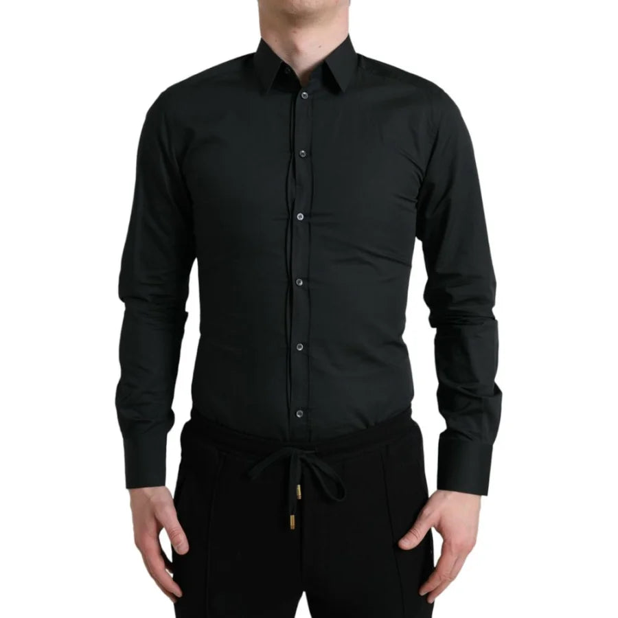 Dolce & Gabbana Black Cotton Dress Shirt