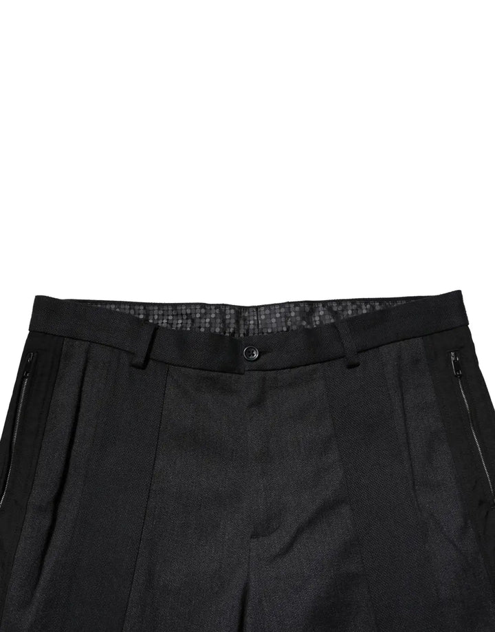 Dolce &amp; Gabbana Black Cotton Dress Slim Formal Pants