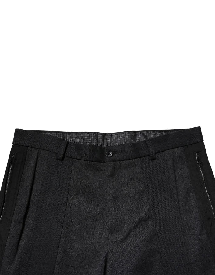 Dolce & Gabbana Black Cotton Dress Slim Formal Pants