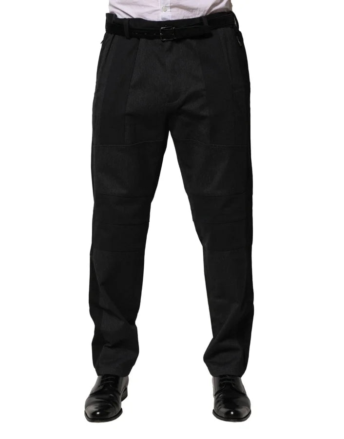 Dolce & Gabbana Black Cotton Dress Slim Formal Pants