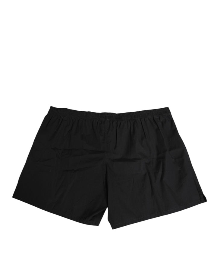 Dolce &amp; Gabbana Black Cotton Elastic Waistband Button Swimwear