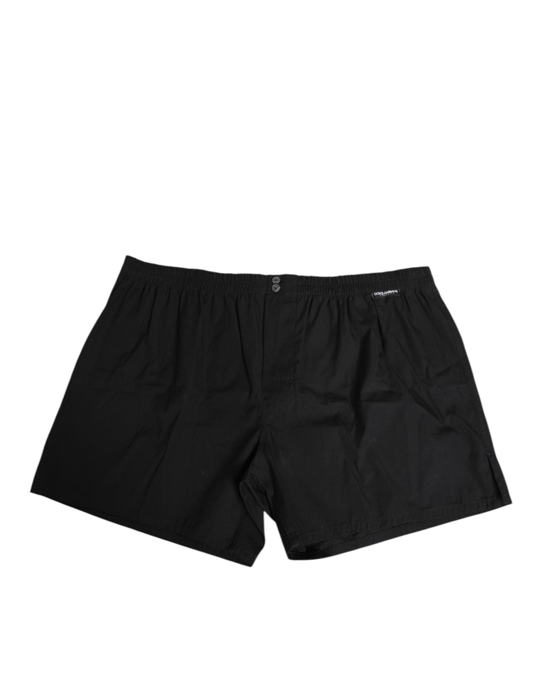 Dolce &amp; Gabbana Black Cotton Elastic Waistband Button Swimwear