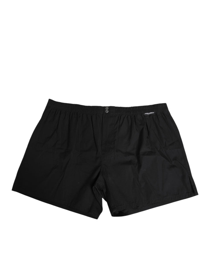 Dolce &amp; Gabbana Black Cotton Elastic Waistband Button Swimwear