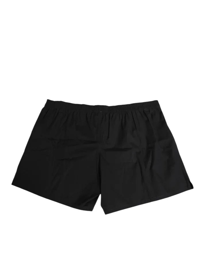 Dolce & Gabbana Black Cotton Elastic Waistband Button Swimwear