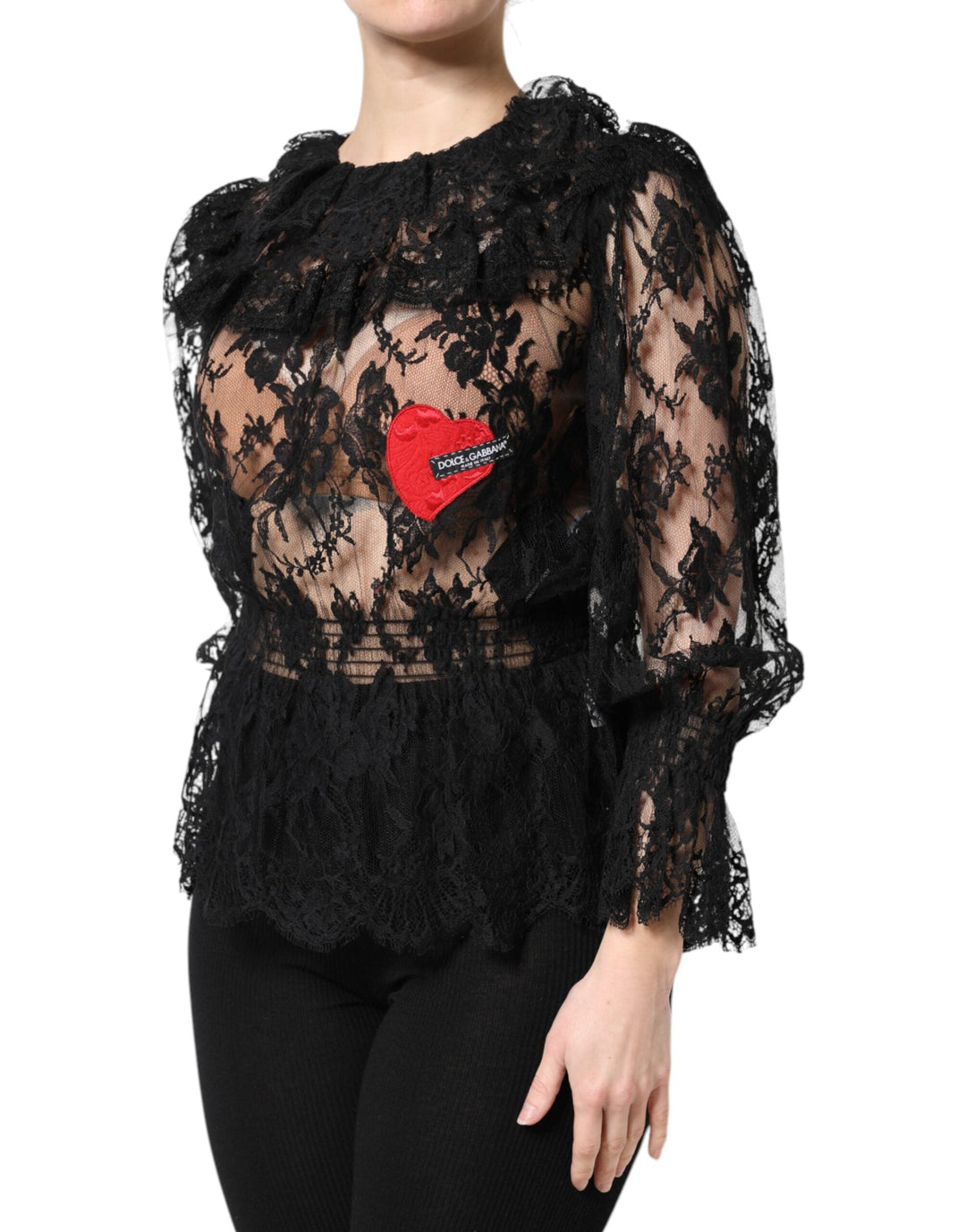 Dolce &amp; Gabbana Blouses - Women’s Black Cotton Floral Lace Women Blouse Top