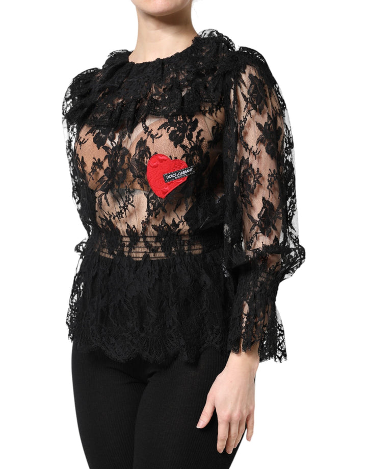 Dolce &amp; Gabbana Blouses - Women’s Black Cotton Floral Lace Women Blouse Top