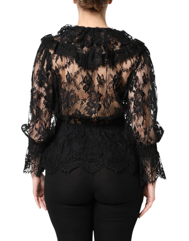 Dolce &amp; Gabbana Blouses - Women’s Black Cotton Floral Lace Women Blouse Top
