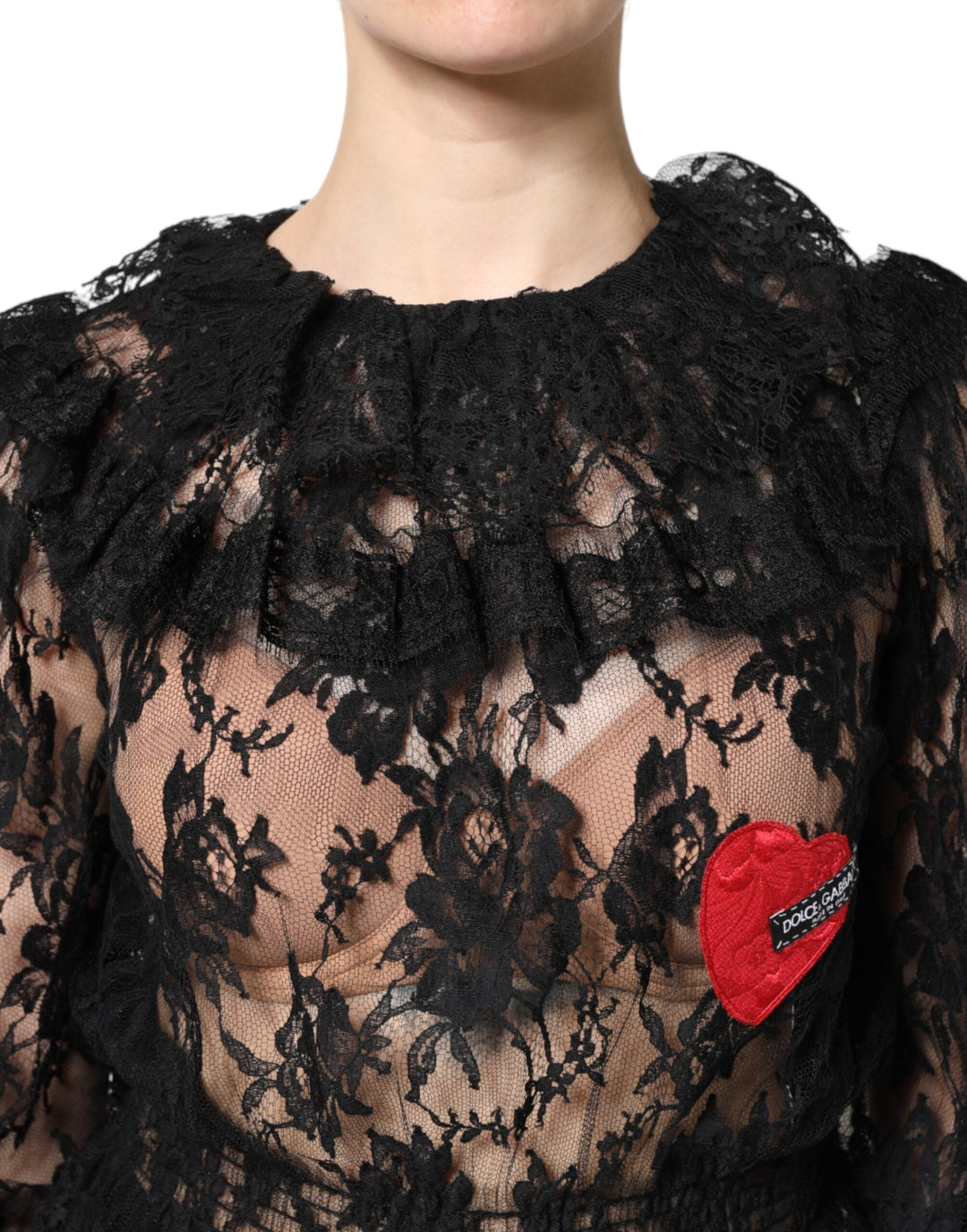 Dolce &amp; Gabbana Blouses - Women’s Black Cotton Floral Lace Women Blouse Top