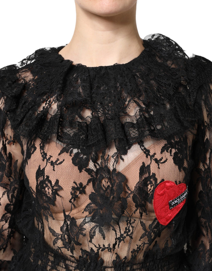Dolce &amp; Gabbana Blouses - Women’s Black Cotton Floral Lace Women Blouse Top