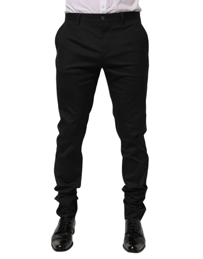 Dolce & Gabbana Black Cotton Formal Dress Men Trouser Pants