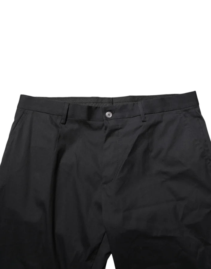 Dolce & Gabbana Black Cotton Formal Dress Men Trouser Pants