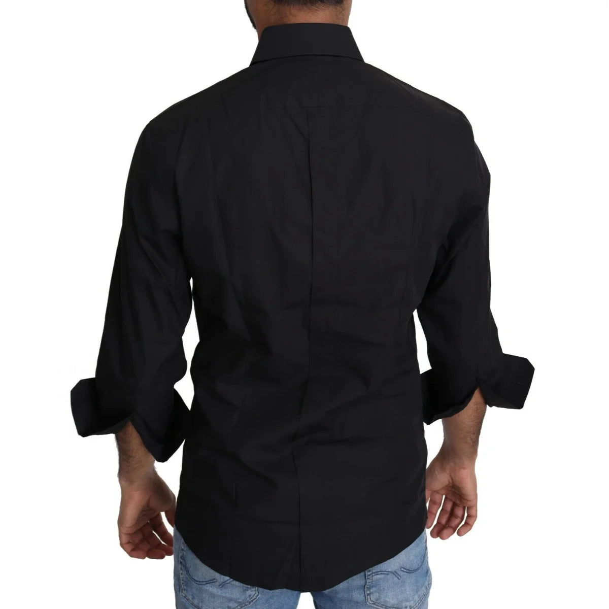 Dolce and Gabbana Black Cotton Formal Slim Fit Shirt for Men &