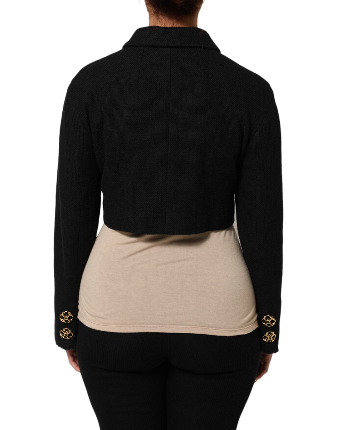 Dolce &amp; Gabbana Track Jackets - Black Cotton Full Zip Cropped Coat Jacket