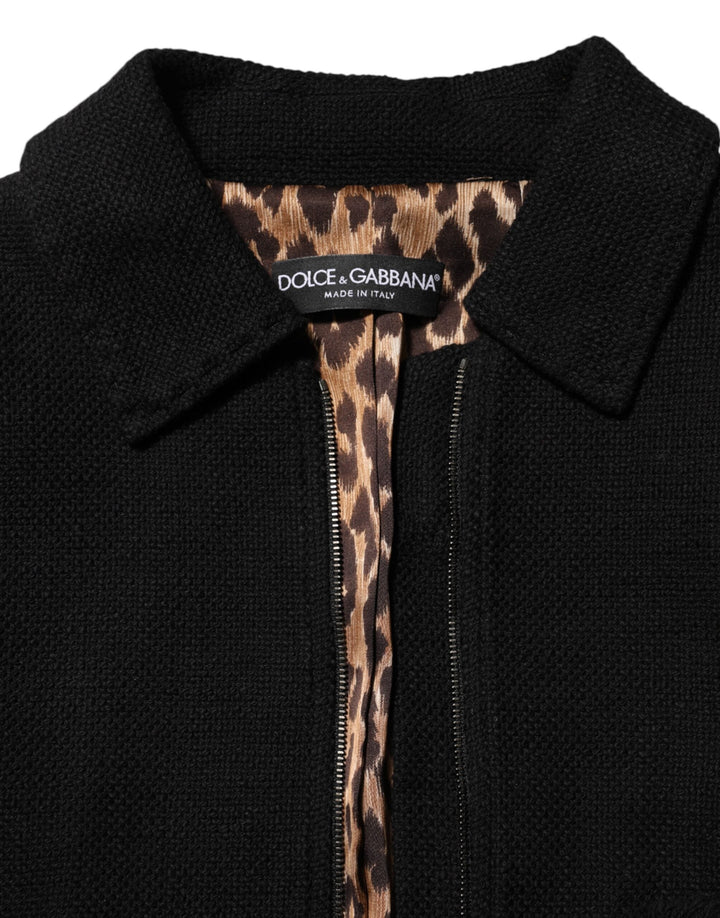 Dolce &amp; Gabbana Track Jackets - Black Cotton Full Zip Cropped Coat Jacket