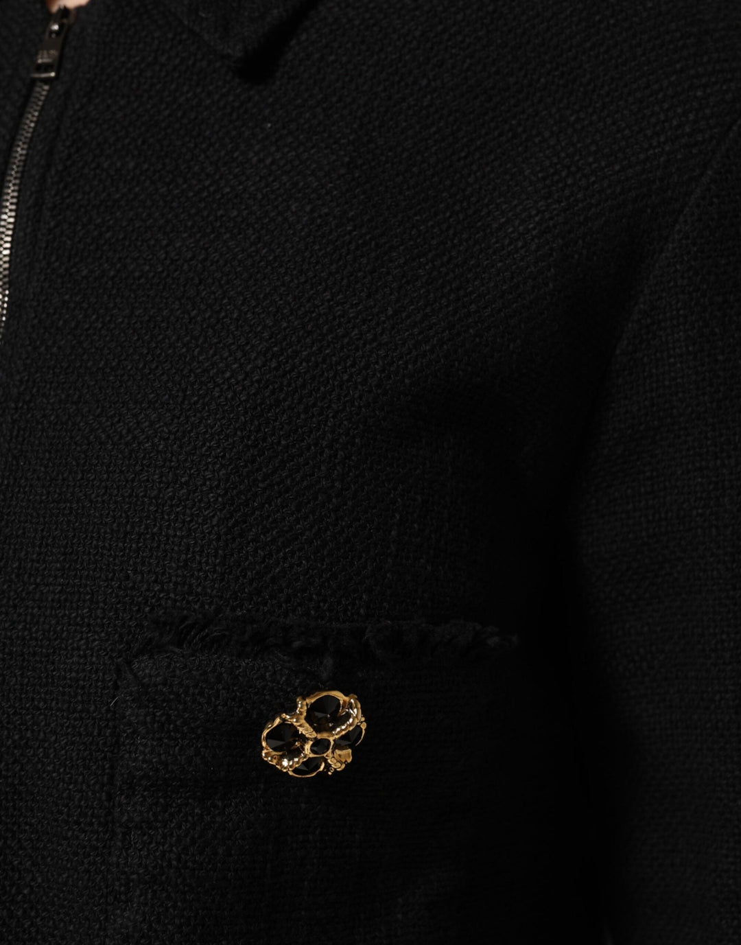 Dolce &amp; Gabbana Track Jackets - Black Cotton Full Zip Cropped Coat Jacket