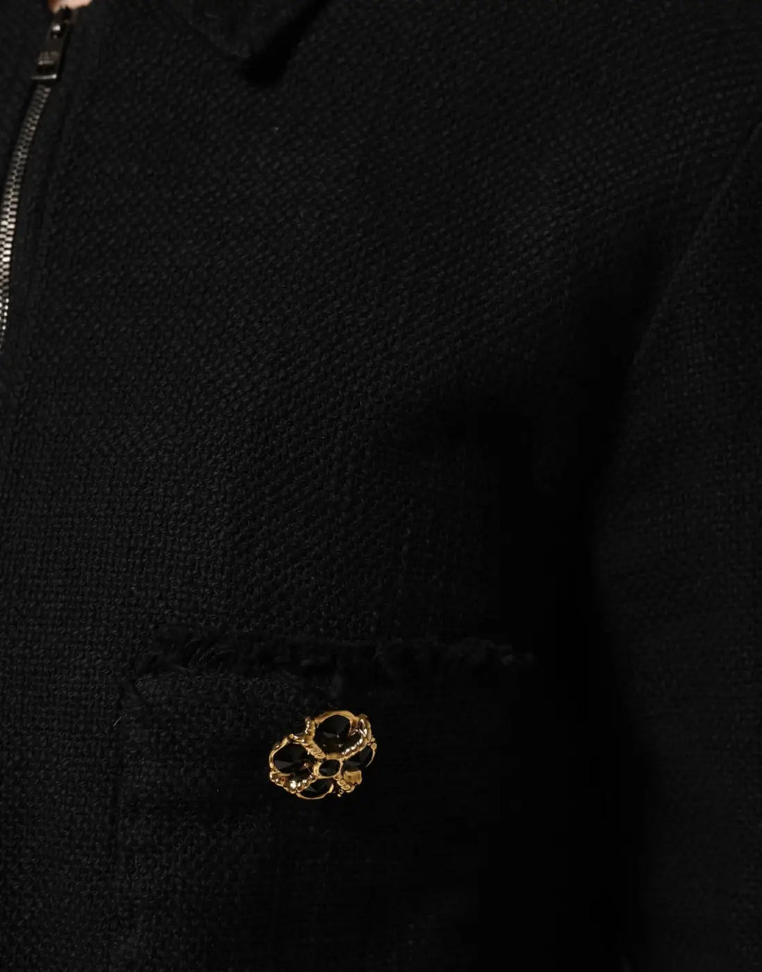 Dolce &amp; Gabbana Black Cotton Full Zip Cropped Coat Jacket