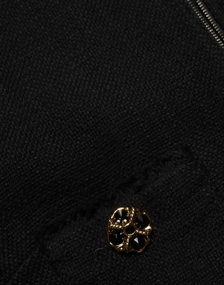 Dolce &amp; Gabbana Black Cotton Full Zip Cropped Coat Jacket
