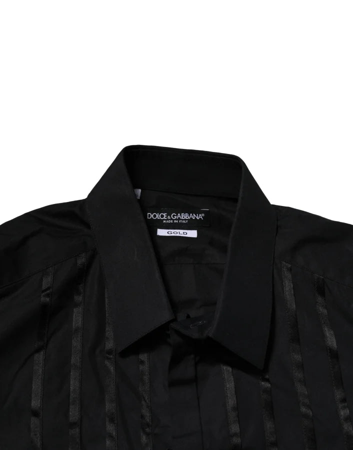 Dolce & Gabbana Black Cotton GOLD Mens Dress Formal Shirt