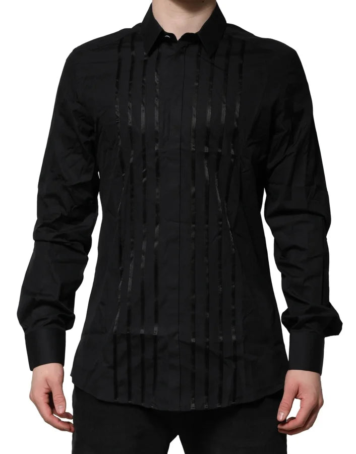 Dolce & Gabbana Black Cotton GOLD Mens Dress Formal Shirt