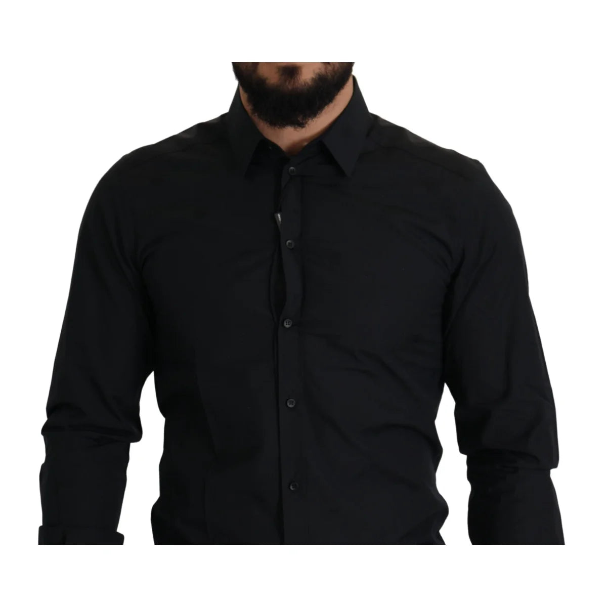 Dolce & Gabbana Black Cotton GOLD Slim Fit Dress Shirt