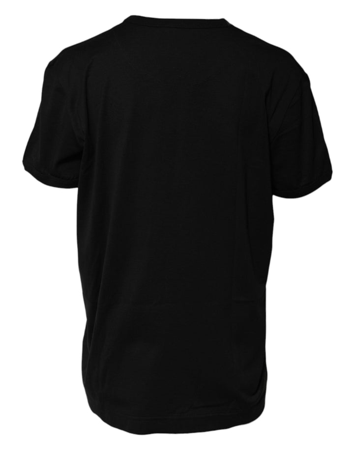 Dolce &amp; Gabbana T-Shirts - Black Cotton Goodluck Tee Crew Neck T-shirt