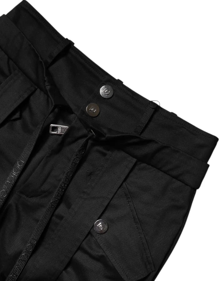 Dolce & Gabbana Black Cotton High Waist Cargo Pants