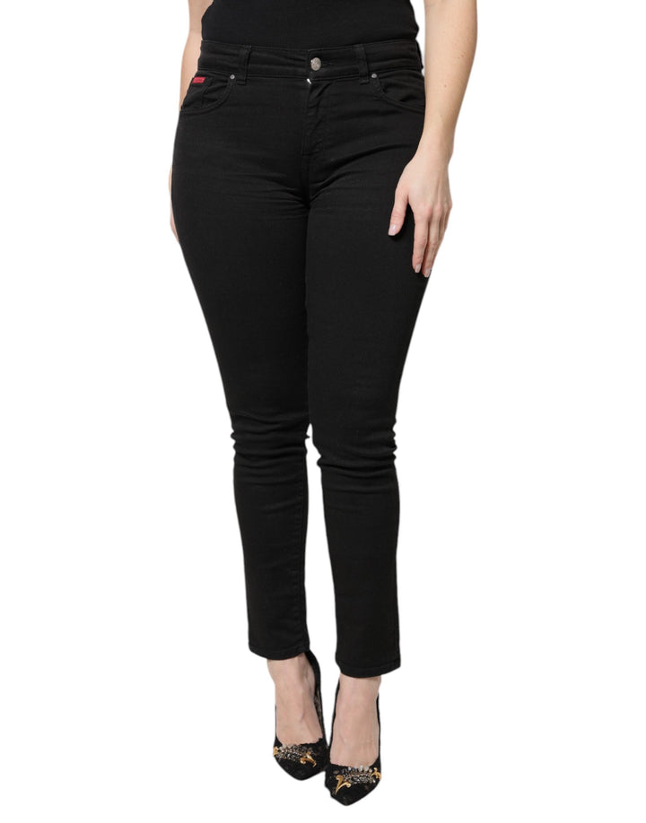 Dolce &amp; Gabbana Black Cotton High Waist Skinny Denim Jeans