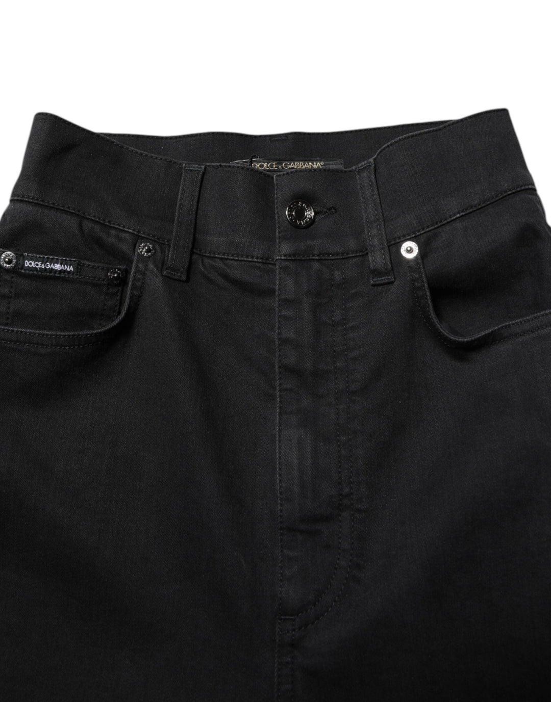 Dolce &amp; Gabbana Black Cotton High Waist Skinny Denim Jeans