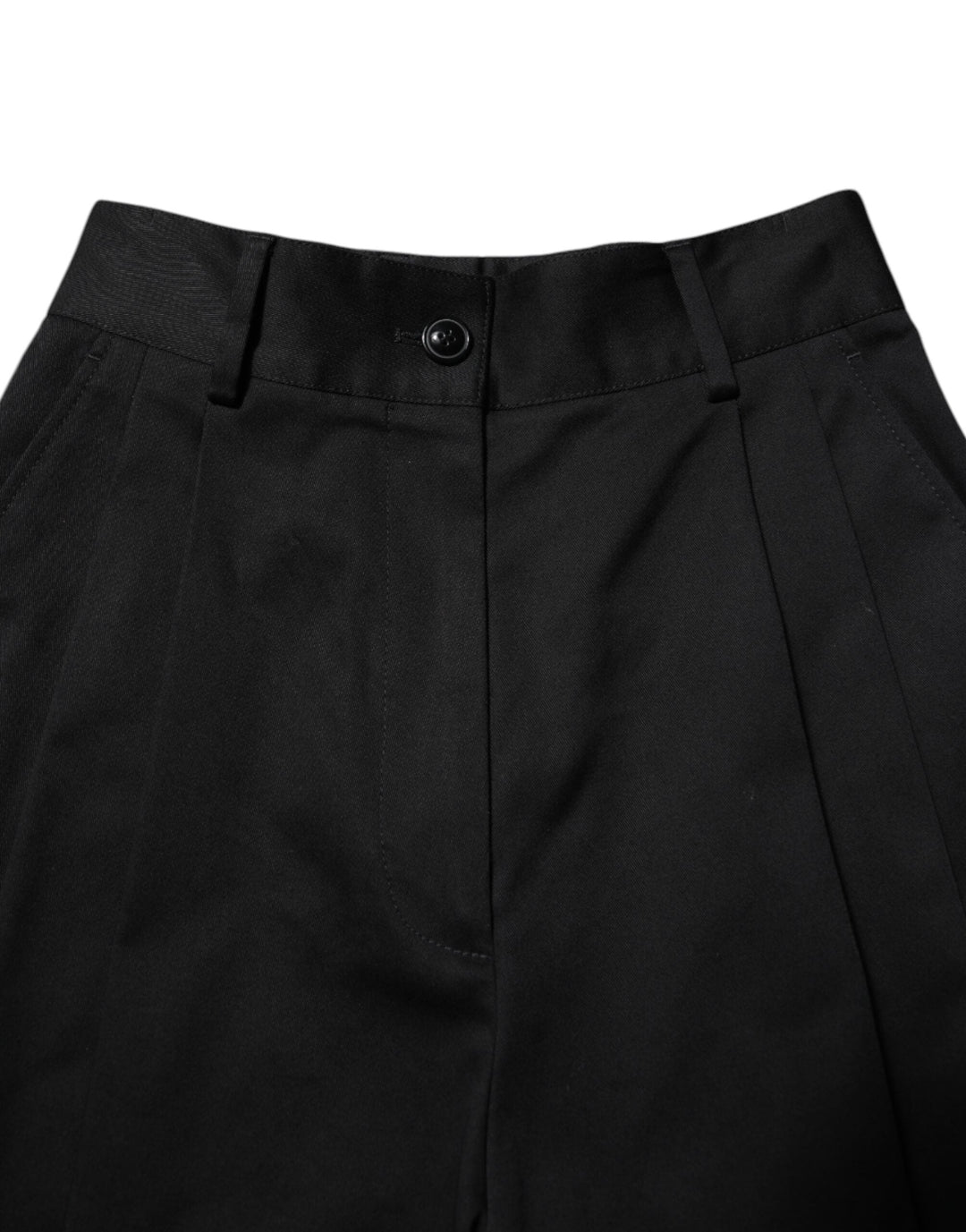 Dolce &amp; Gabbana Black Cotton Highwaist Wide Leg Pants
