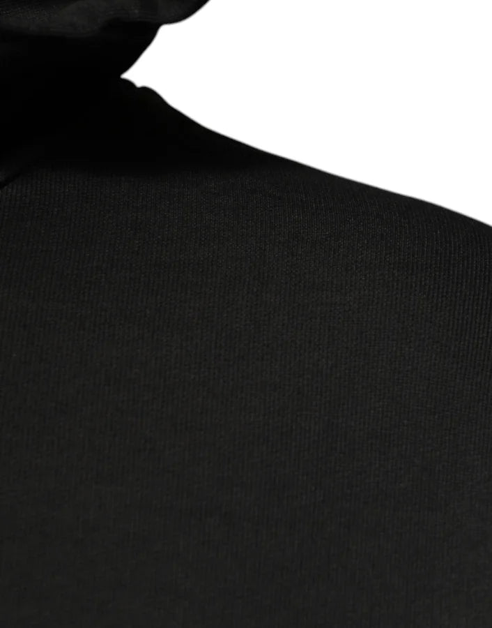 Dolce &amp; Gabbana Black Cotton Hooded DG Shield Pullover Sweater