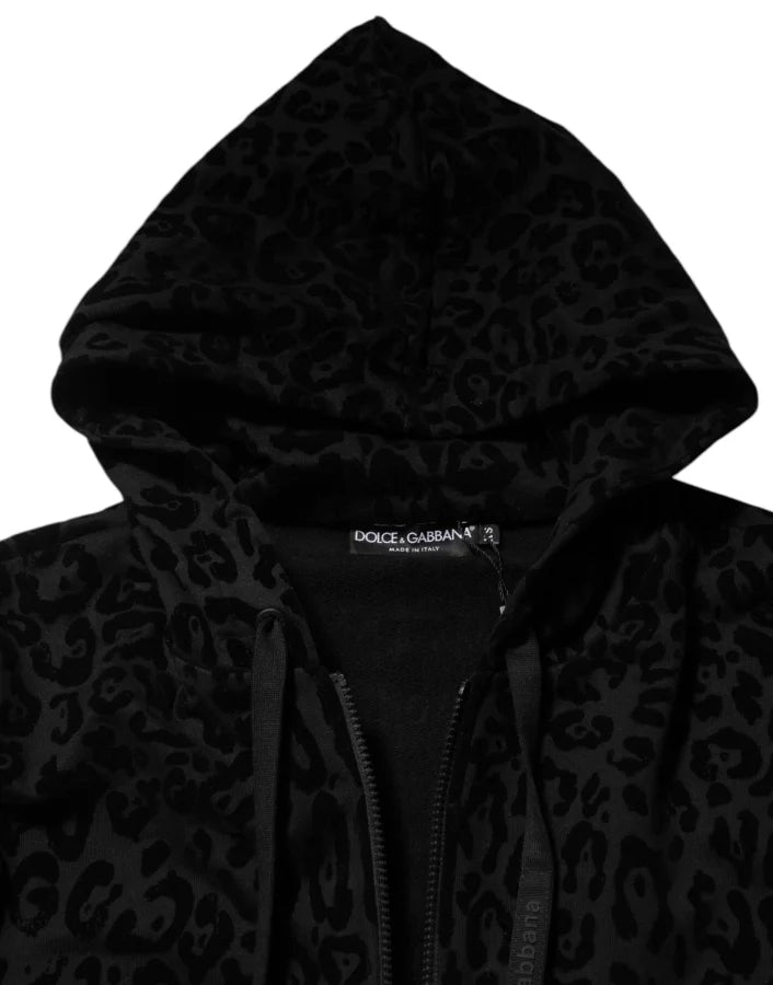 Dolce & Gabbana Black Cotton Hooded Full Zip Bomber Jacket