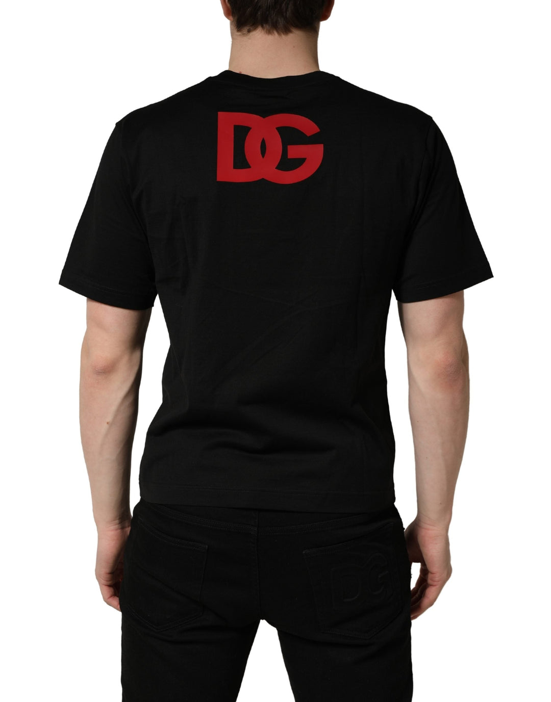 Dolce &amp; Gabbana Black Cotton Jersey Logo Patch Crew Neck T-shirt
