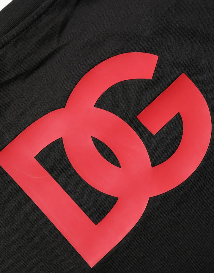 Dolce &amp; Gabbana Black Cotton Jersey Logo Patch Crew Neck T-shirt