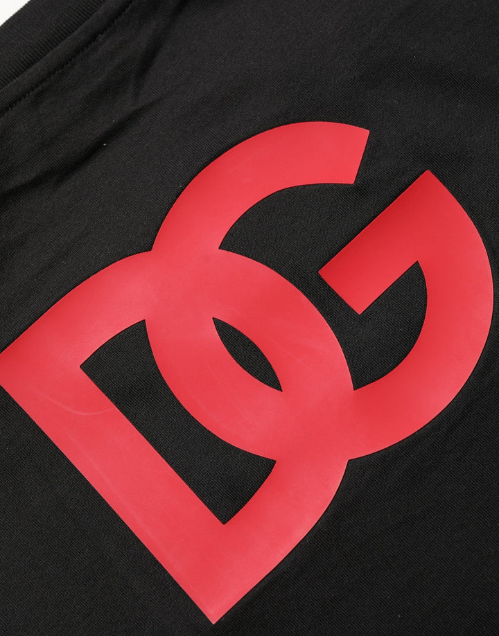 Dolce &amp; Gabbana Black Cotton Jersey Logo Patch Crew Neck T-shirt