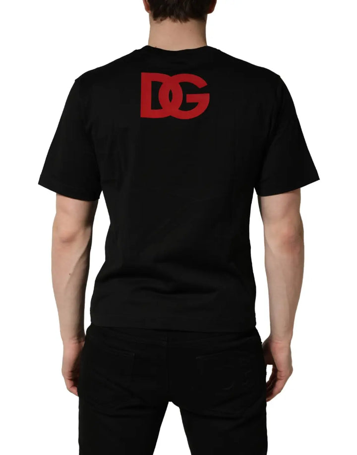 Dolce &amp; Gabbana Black Cotton Jersey Logo Patch Crew Neck T-shirt