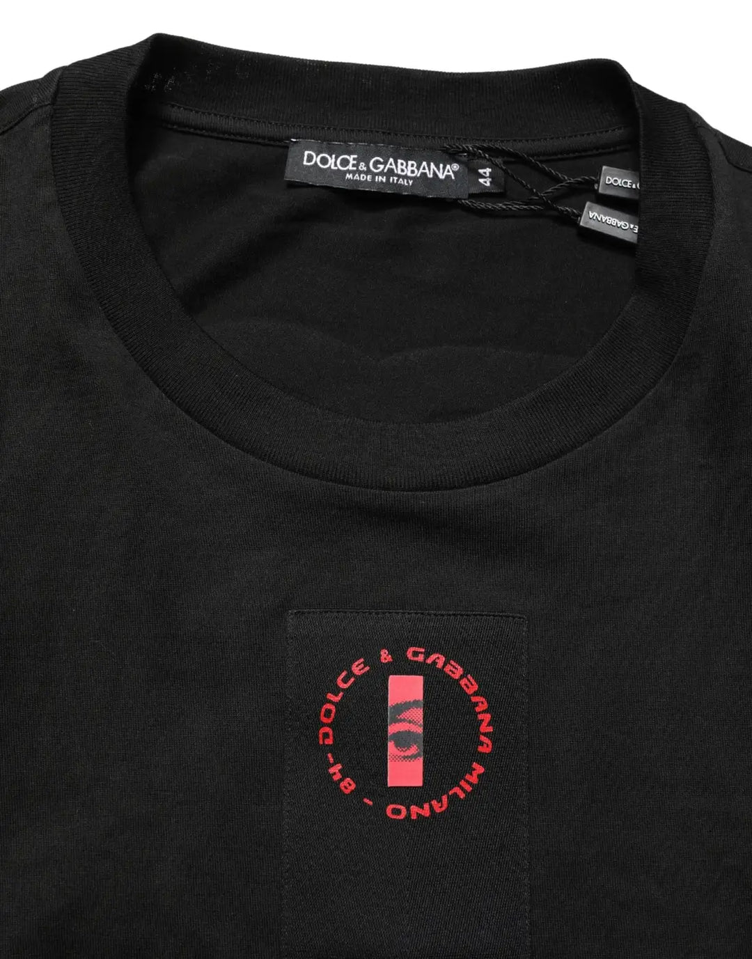 Dolce &amp; Gabbana Black Cotton Jersey Logo Patch Crew Neck T-shirt