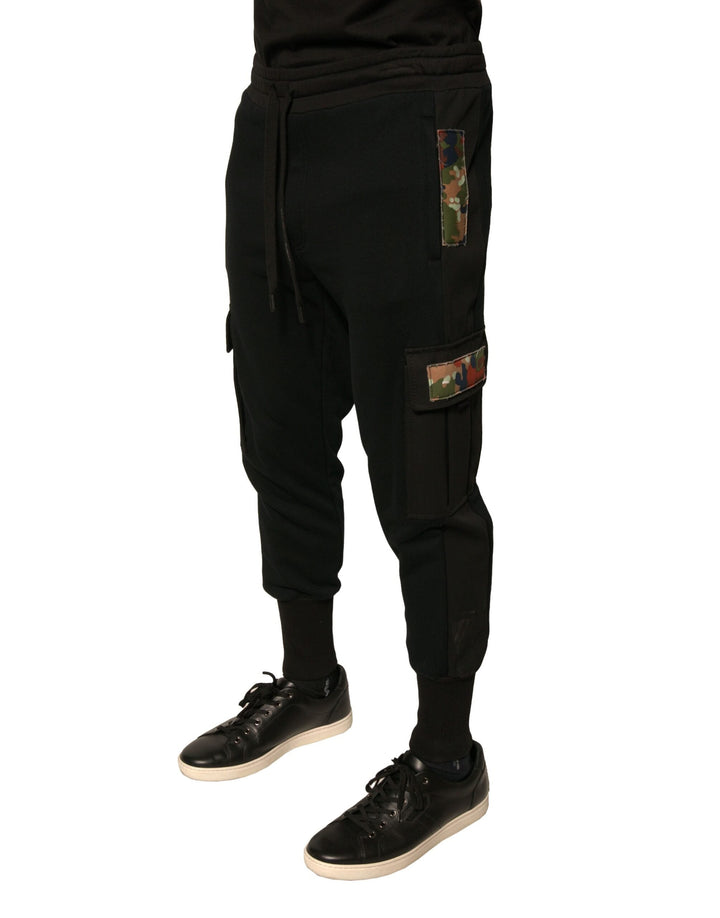 Dolce &amp; Gabbana Black Cotton Jogger Cargo Sweatpants Pants
