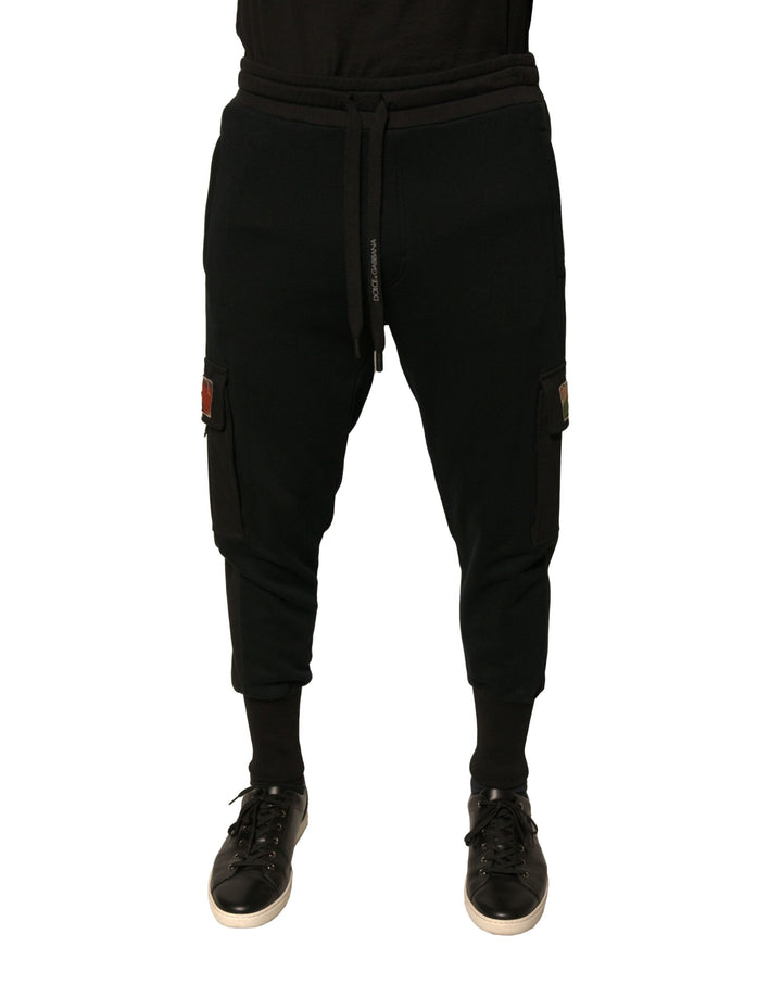 Dolce &amp; Gabbana Black Cotton Jogger Cargo Sweatpants Pants