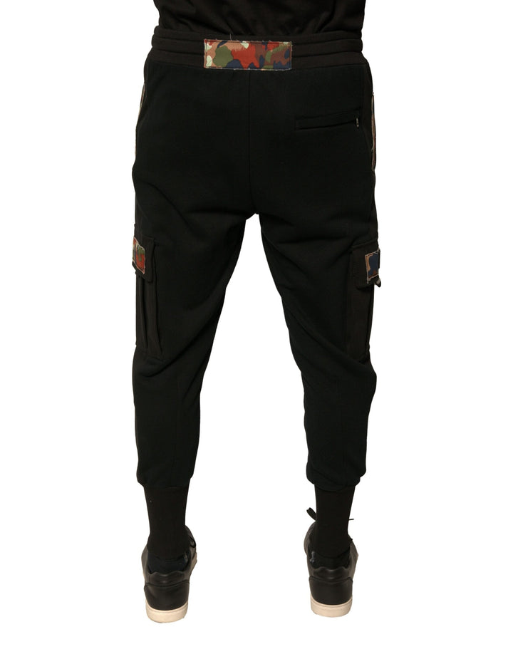 Dolce &amp; Gabbana Black Cotton Jogger Cargo Sweatpants Pants