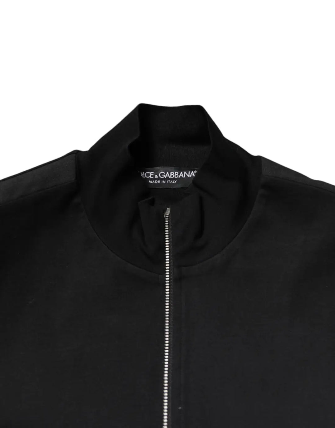 Dolce &amp; Gabbana Black Cotton Logo Full Zip Men Bomber Jacket