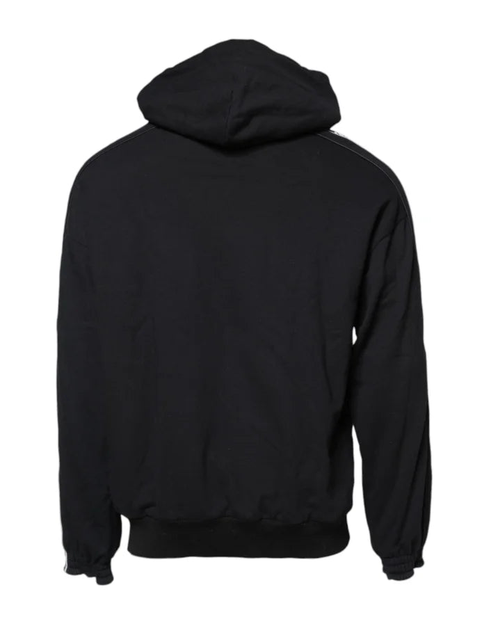 Dolce & Gabbana Black Cotton Logo Hooded Sweatshirt Sweater