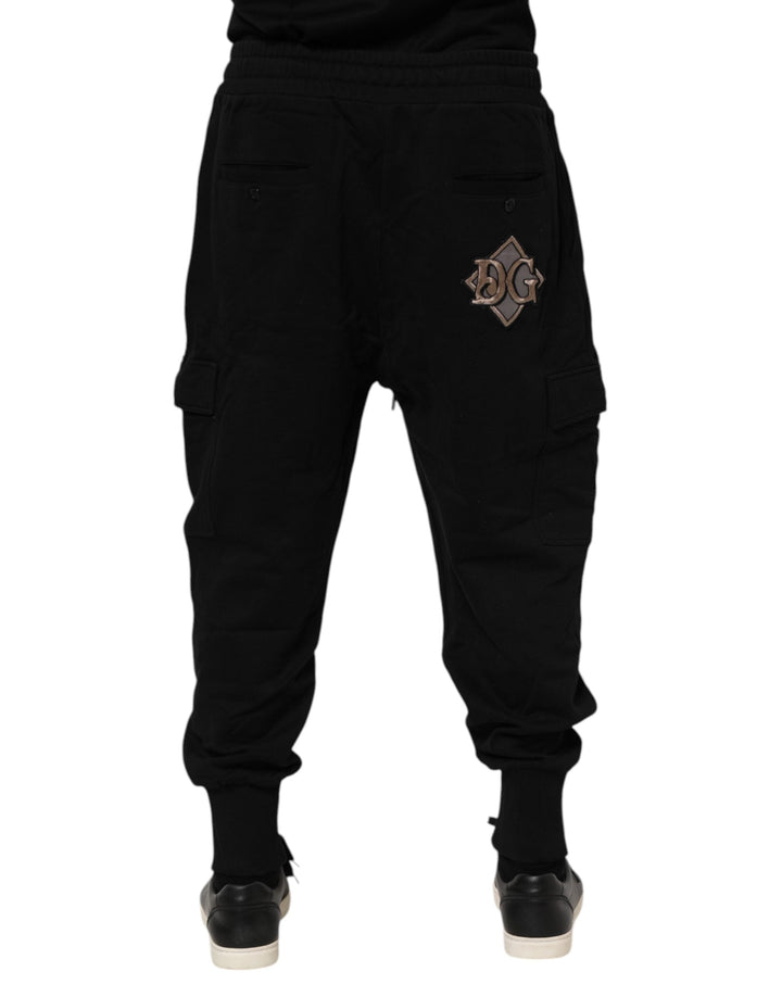 Dolce &amp; Gabbana Black Cotton Logo Jogger Sweatpants Pants