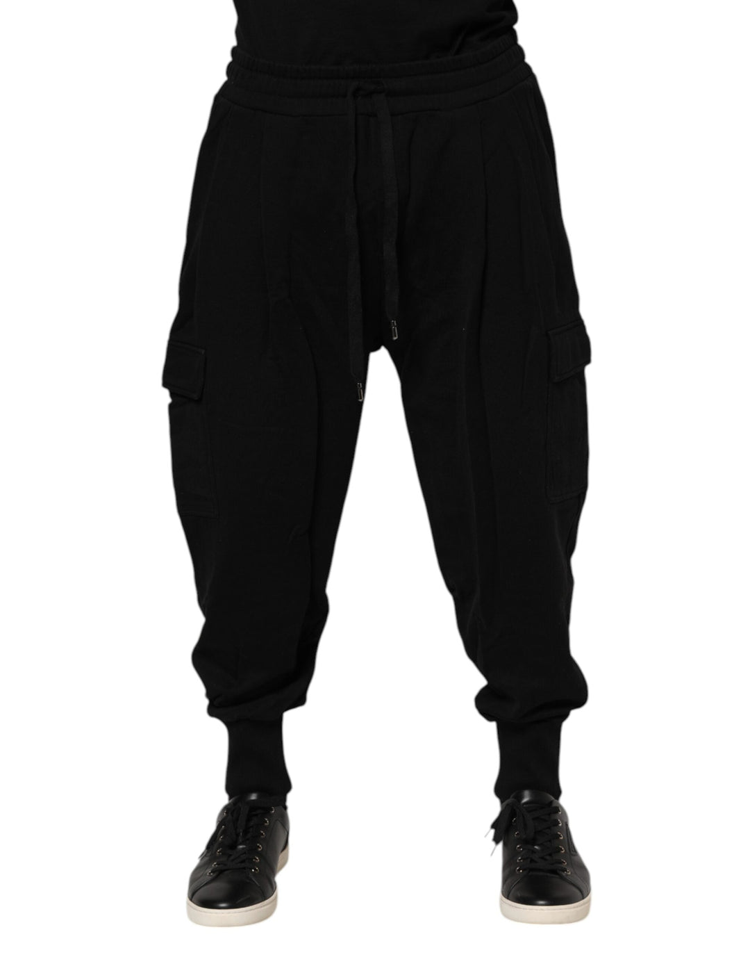 Dolce &amp; Gabbana Black Cotton Logo Jogger Sweatpants Pants