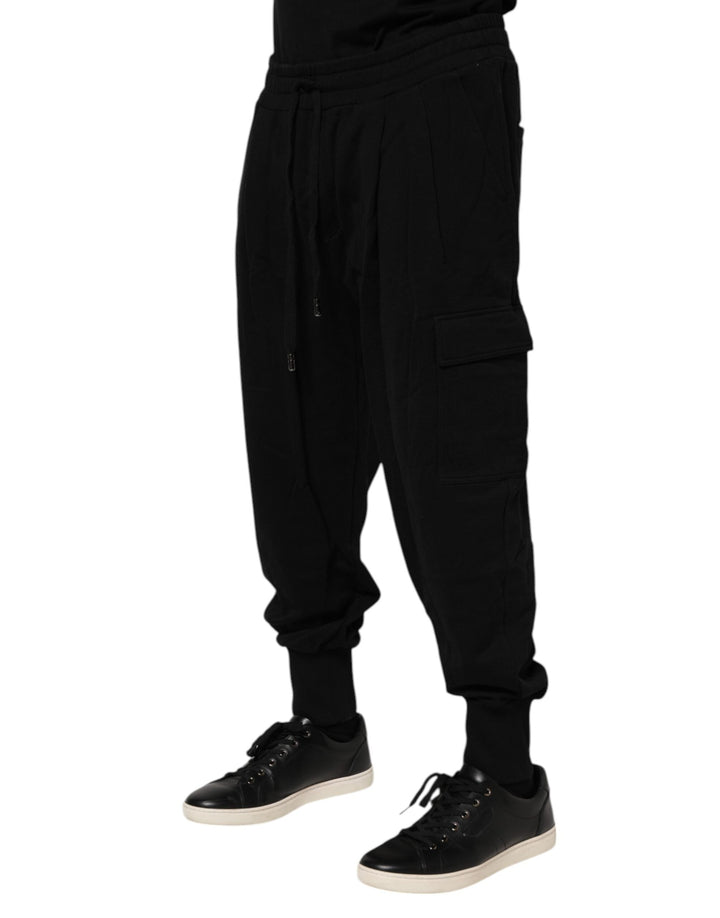 Dolce &amp; Gabbana Black Cotton Logo Jogger Sweatpants Pants