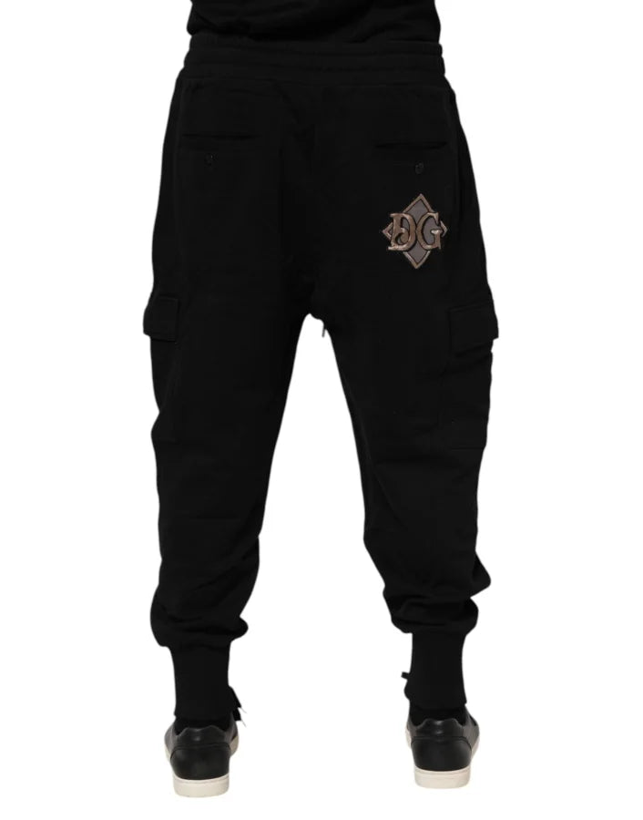 Dolce & Gabbana Black Cotton Logo Jogger Sweatpants Pants