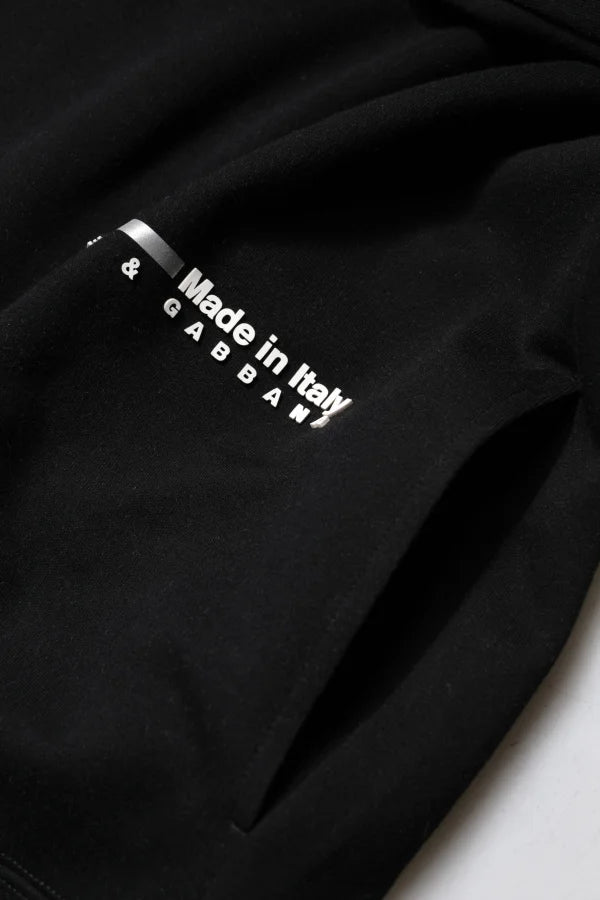 Dolce & Gabbana Black Cotton Logo Knitted Pullover Sweater