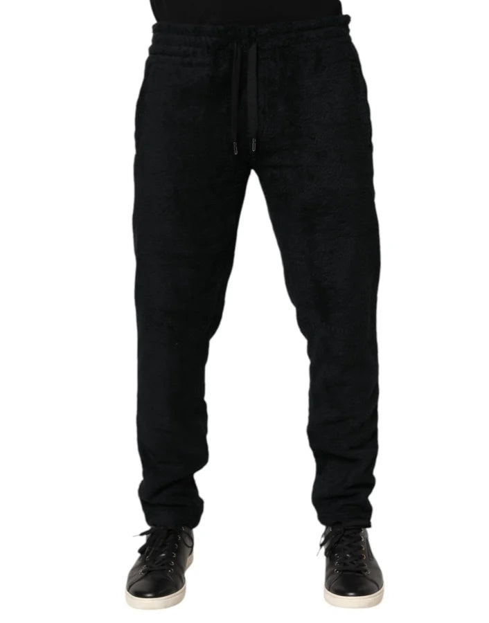 Dolce & Gabbana Black Cotton Logo Men Jogger Sweatpants Pants